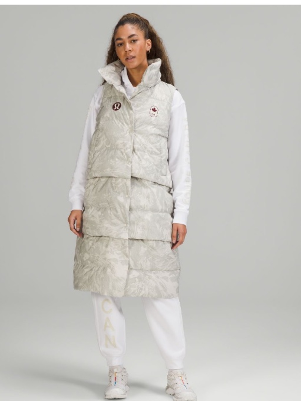 lululemon athletica Long Quilted Puffer Vest in Light Beige